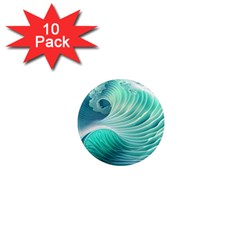 Pink Sky Blue Ocean Waves 1  Mini Magnet (10 Pack)  by GardenOfOphir