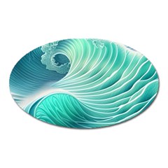 Pink Sky Blue Ocean Waves Oval Magnet by GardenOfOphir