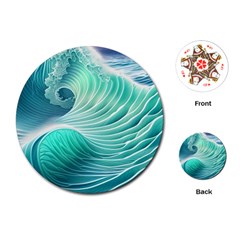 Pink Sky Blue Ocean Waves Playing Cards Single Design (round)