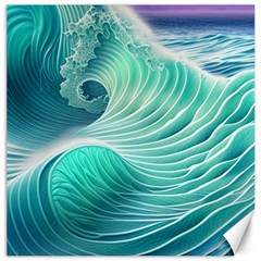 Pink Sky Blue Ocean Waves Canvas 20  X 20  by GardenOfOphir