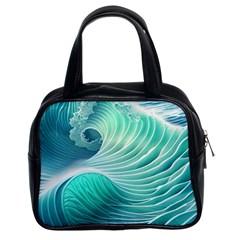 Pink Sky Blue Ocean Waves Classic Handbag (two Sides) by GardenOfOphir