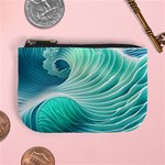 Pink Sky Blue Ocean Waves Mini Coin Purse Front