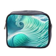 Pink Sky Blue Ocean Waves Mini Toiletries Bag (two Sides) by GardenOfOphir