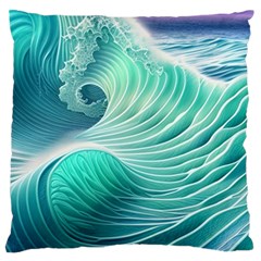 Pink Sky Blue Ocean Waves Standard Premium Plush Fleece Cushion Case (one Side) by GardenOfOphir