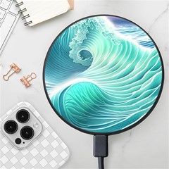 Pink Sky Blue Ocean Waves Wireless Fast Charger(black)