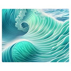 Pink Sky Blue Ocean Waves One Side Premium Plush Fleece Blanket (medium)