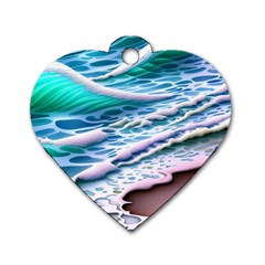 Shore Blue Ocean Waves Dog Tag Heart (two Sides) by GardenOfOphir