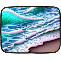 Shore Blue Ocean Waves One Side Fleece Blanket (mini) by GardenOfOphir