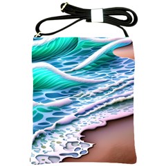 Shore Blue Ocean Waves Shoulder Sling Bag by GardenOfOphir