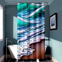 Shore Blue Ocean Waves Shower Curtain 36  X 72  (stall)  by GardenOfOphir