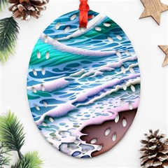 Shore Blue Ocean Waves Ornament (oval Filigree) by GardenOfOphir