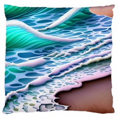 Shore Blue Ocean Waves Large Premium Plush Fleece Cushion Case (two Sides) by GardenOfOphir