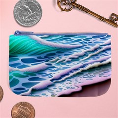 Shore Blue Ocean Waves Large Coin Purse by GardenOfOphir