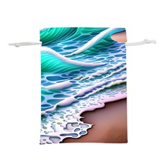 Shore Blue Ocean Waves Lightweight Drawstring Pouch (l) by GardenOfOphir