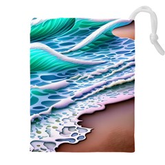 Shore Blue Ocean Waves Drawstring Pouch (4xl) by GardenOfOphir