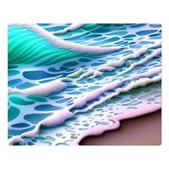 Shore Blue Ocean Waves One Side Premium Plush Fleece Blanket (large)