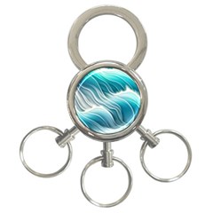 Pastel Blue Ocean Waves Iii 3-ring Key Chain by GardenOfOphir