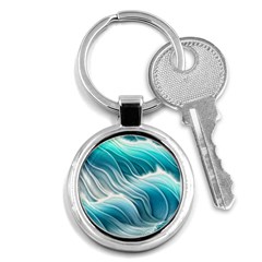 Pastel Blue Ocean Waves Iii Key Chain (round) by GardenOfOphir