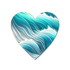 Pastel Blue Ocean Waves Iii Heart Magnet