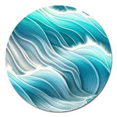 Pastel Blue Ocean Waves Iii Magnet 5  (round) by GardenOfOphir