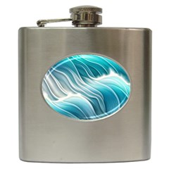 Pastel Blue Ocean Waves Iii Hip Flask (6 Oz) by GardenOfOphir