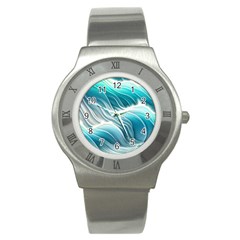 Pastel Blue Ocean Waves Iii Stainless Steel Watch by GardenOfOphir