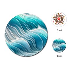 Pastel Blue Ocean Waves Iii Playing Cards Single Design (round) by GardenOfOphir