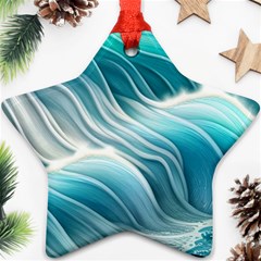 Pastel Blue Ocean Waves Iii Star Ornament (two Sides) by GardenOfOphir