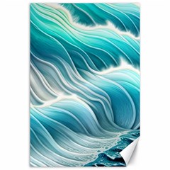 Pastel Blue Ocean Waves Iii Canvas 24  X 36  by GardenOfOphir