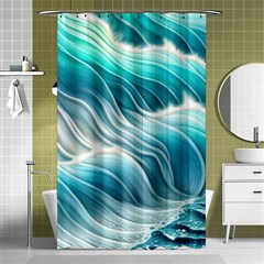 Pastel Blue Ocean Waves Iii Shower Curtain 48  X 72  (small)  by GardenOfOphir