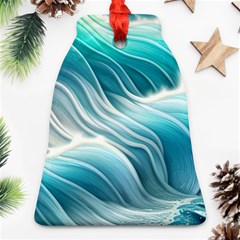 Pastel Blue Ocean Waves Iii Ornament (bell) by GardenOfOphir