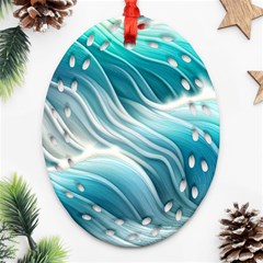 Pastel Blue Ocean Waves Iii Oval Filigree Ornament (two Sides)