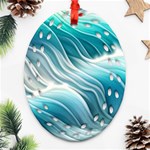 Pastel Blue Ocean Waves Iii Oval Filigree Ornament (Two Sides) Front