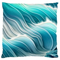 Pastel Blue Ocean Waves Iii Large Cushion Case (one Side) by GardenOfOphir