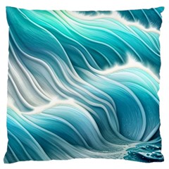 Pastel Blue Ocean Waves Iii Standard Premium Plush Fleece Cushion Case (one Side) by GardenOfOphir