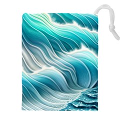 Pastel Blue Ocean Waves Iii Drawstring Pouch (5xl) by GardenOfOphir