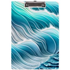 Pastel Blue Ocean Waves Iii A4 Acrylic Clipboard by GardenOfOphir