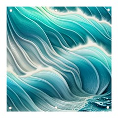 Pastel Blue Ocean Waves Iii Banner And Sign 3  X 3  by GardenOfOphir