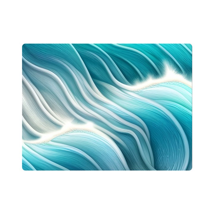 Pastel Blue Ocean Waves Iii One Side Premium Plush Fleece Blanket (Mini)