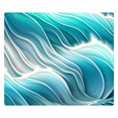 Pastel Blue Ocean Waves Iii One Side Premium Plush Fleece Blanket (small) by GardenOfOphir