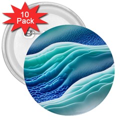 Pastel Beach Wave I 3  Buttons (10 Pack)  by GardenOfOphir