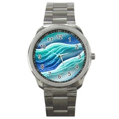 Pastel Beach Wave I Sport Metal Watch by GardenOfOphir