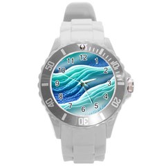 Pastel Beach Wave I Round Plastic Sport Watch (l) by GardenOfOphir