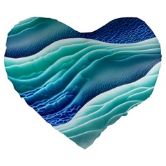 Pastel Beach Wave I Large 19  Premium Heart Shape Cushions by GardenOfOphir