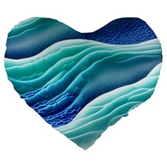 Pastel Beach Wave I Large 19  Premium Flano Heart Shape Cushions by GardenOfOphir