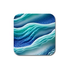 Pastel Beach Wave I Rubber Square Coaster (4 Pack) by GardenOfOphir