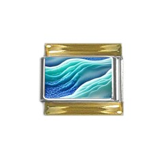 Pastel Beach Wave I Gold Trim Italian Charm (9mm)