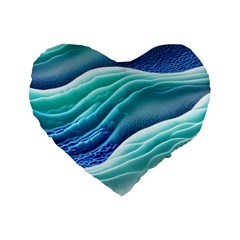 Pastel Beach Wave I Standard 16  Premium Flano Heart Shape Cushions by GardenOfOphir