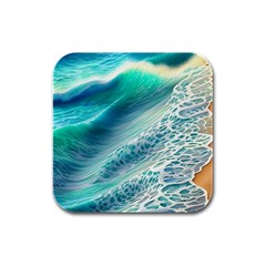 Pastel Beach Wave Rubber Square Coaster (4 Pack) by GardenOfOphir