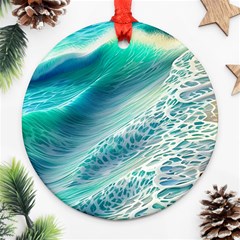 Pastel Beach Wave Round Ornament (two Sides) by GardenOfOphir